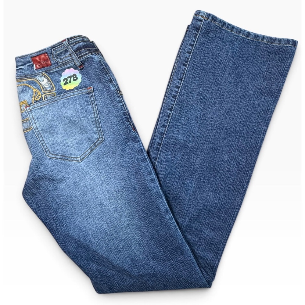 Ecko Red Denim Foundry Y2K Bootcut Jeans Blue Embroidered Rhino Logo Size 5 - Picture 5 of 7
